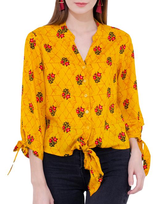 tie knot hem button up top - 15724463 - Very Small Image - 1