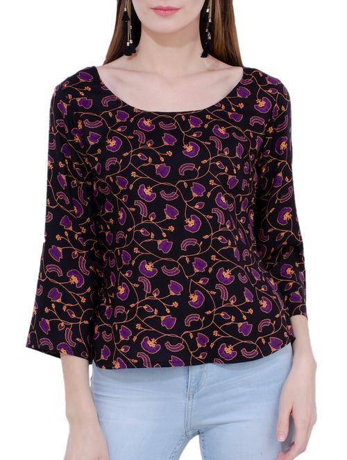 scoop neck printed top - 15724470 - Very Small Image - 1
