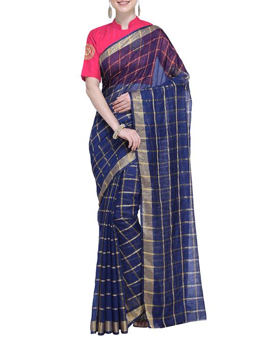 checkered woven saree - 15724601 - Very Small Image - 1
