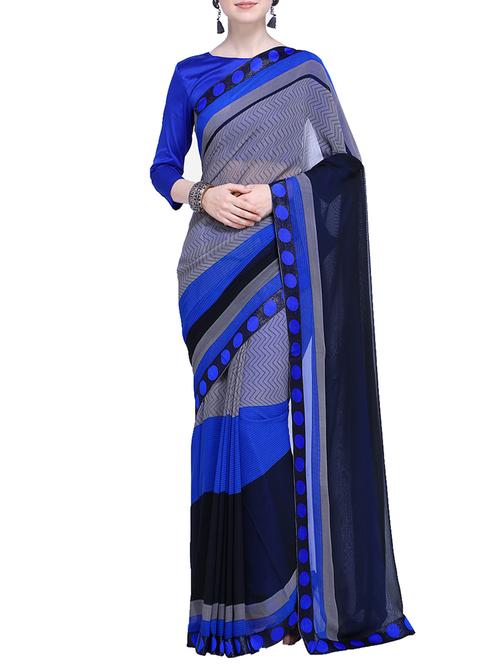 chevron printed saree - 15724643 - Very Small Image - 1