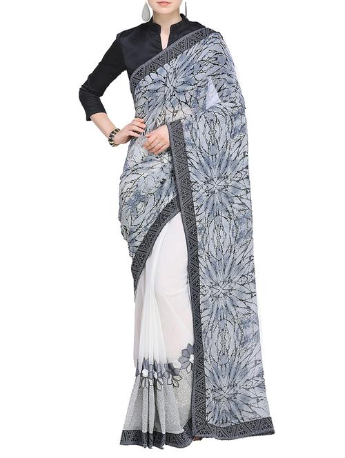half & half printed saree - 15724654 - Very Small Image - 1