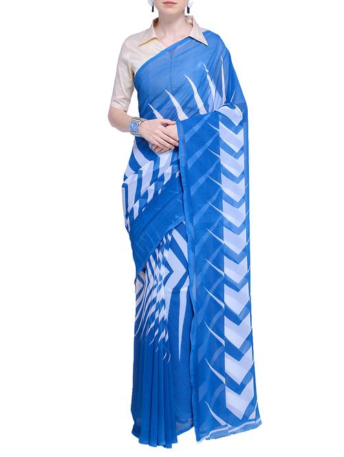 chevron printed saree - 15724687 - Very Small Image - 1