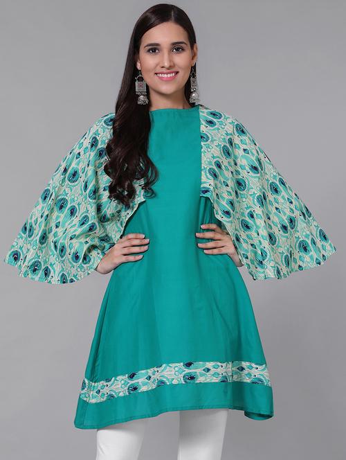 turquoise a-line kurta - 15725999 - Very Small Image - 1
