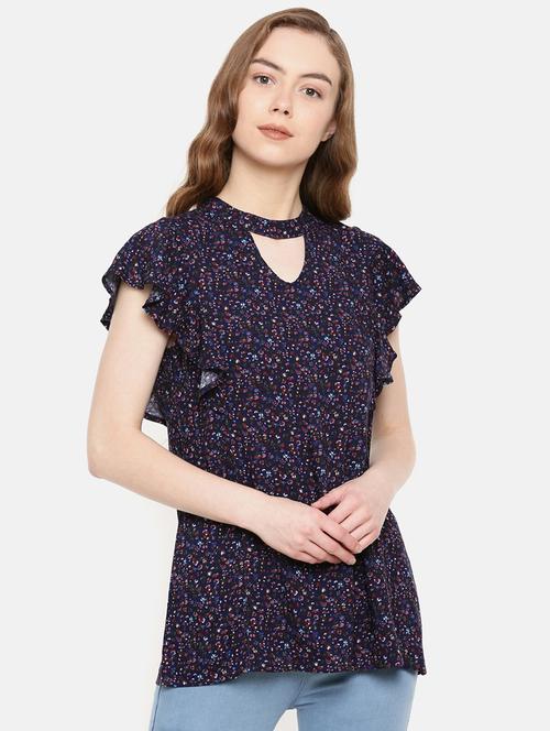 ruffle detail choker neck top - 15727194 - Very Small Image - 1