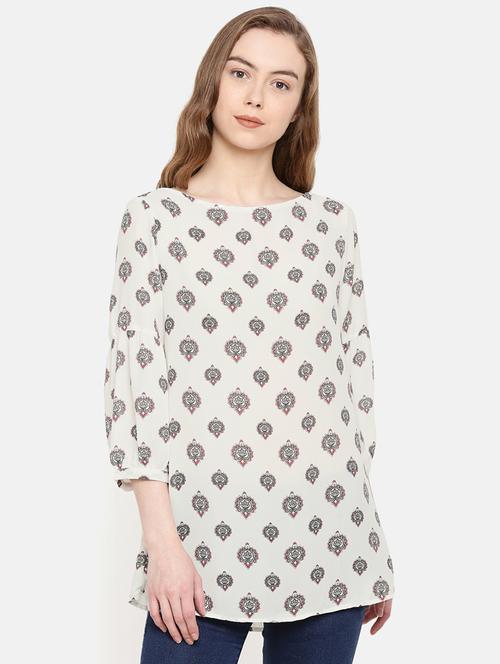 boat neck printed tunic - 15727198 - Very Small Image - 1
