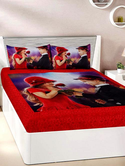 velvet double bedsheet with 2 pillow covers - 15727221 - Very Small Image - 1