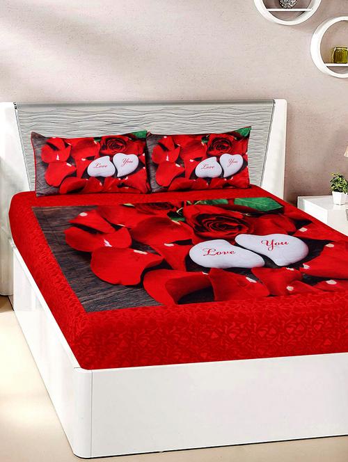 velvet double bedsheet with 2 pillow covers - 15727225 - Very Small Image - 1