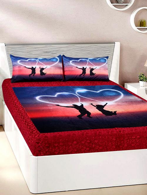 velvet double bedsheet with 2 pillow covers - 15727233 - Very Small Image - 1