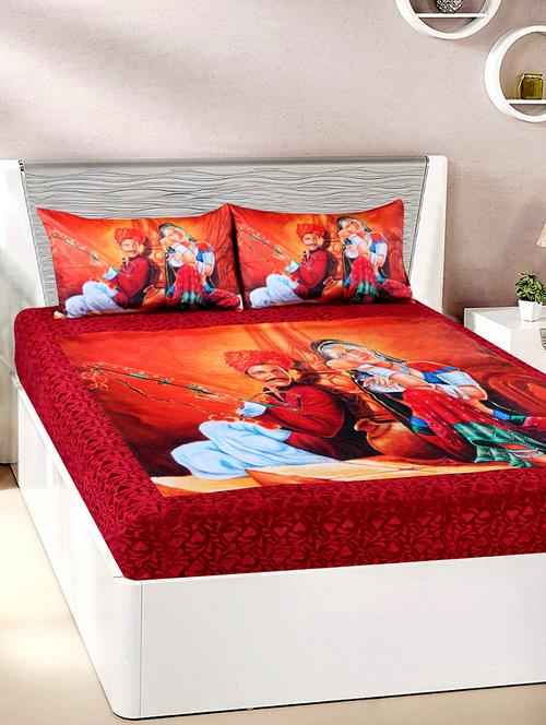 velvet double bedsheet with 2 pillow covers - 15727234 - Very Small Image - 1