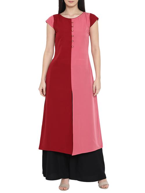 a-line color block kurta - 15727452 - Very Small Image - 1