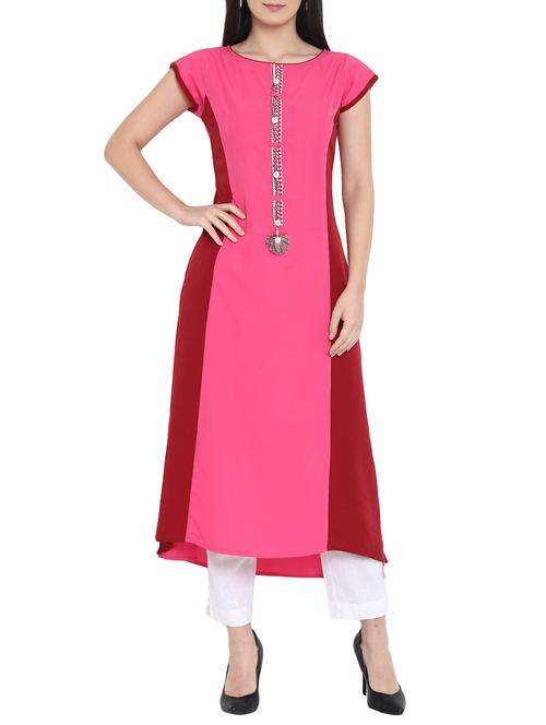 a-line color block kurta - 15727463 - Very Small Image - 1