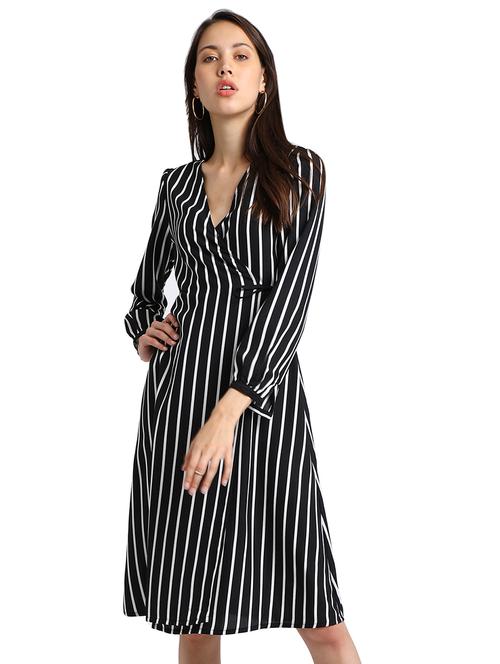 knot detail surplice striped dress - 15728531 - Very Small Image - 1