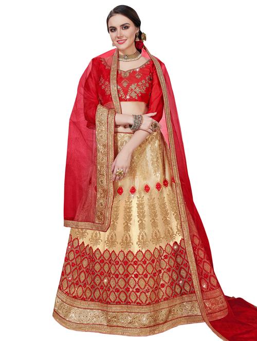 gold embroidered a-line lehenga - 15729418 - Very Small Image - 1