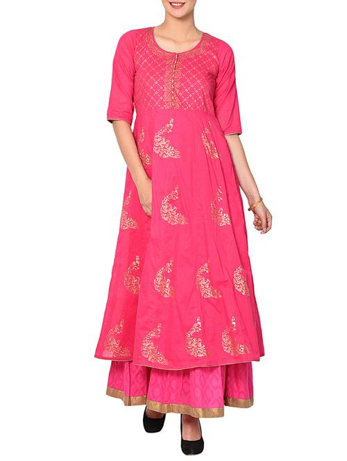 layered foil print kurta - 15729527 - Very Small Image - 1