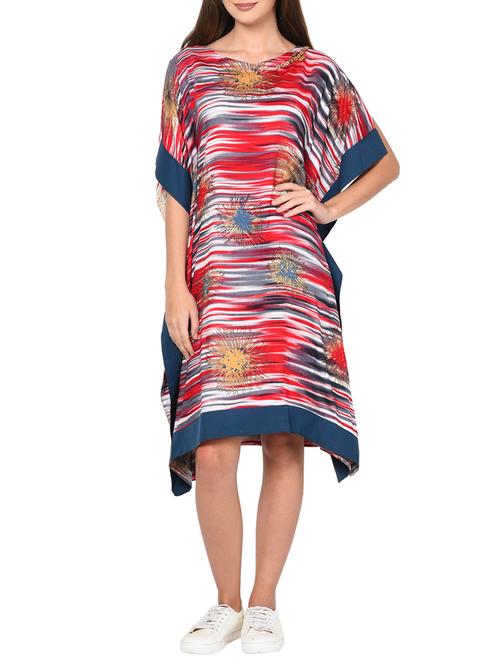 slit sleeved abstract print kaftan dress - 15729553 - Very Small Image - 1
