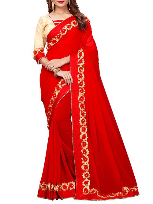 floral lace border saree - 15730365 - Very Small Image - 1