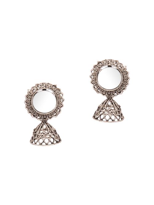 silver metal jhumka earring - 15730487 - Very Small Image - 1