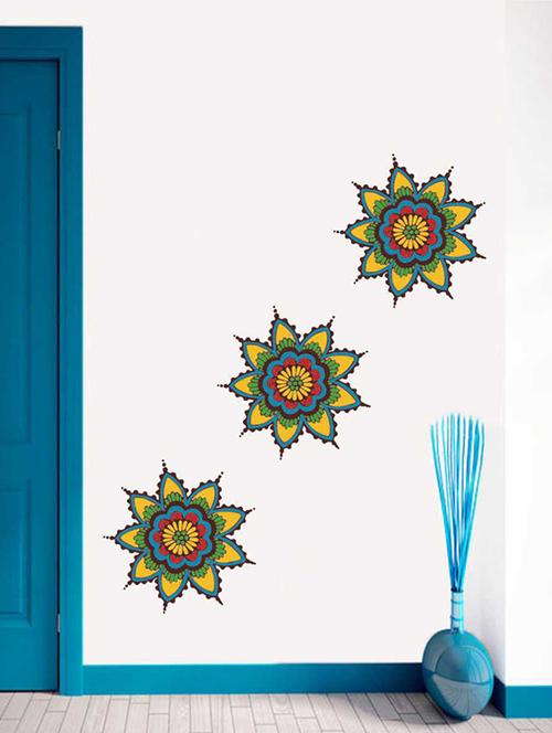 rawpockets wall decals ' decorative combo flowers stickers ' wall stickers (pvc vinyl) multicolour - 15733398 - Very Small Image - 1