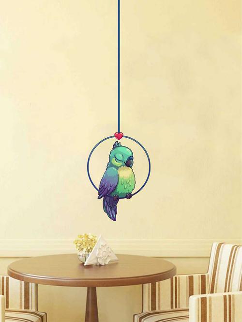 rawpockets wall decals ' bluish parrot' wall decal sticker ' wall stickers (pvc vinyl) multicolour - 15733483 - Very Small Image - 1
