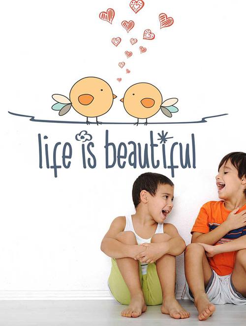 rawpockets wall decals ' life is beautiful ' wall decal sticker ' wall stickers (pvc vinyl) multicolour - 15733516 - Very Small Image - 1