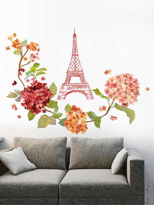 rawpockets wall decals ' eiffel tower story' wall decal sticker ' wall stickers (pvc vinyl) multicolour - 15733520 - Very Small Image - 1