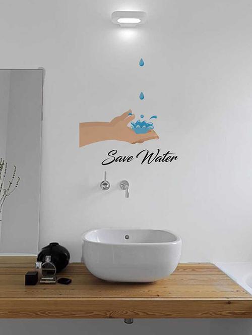 rawpockets wall decals ' save water ' wall stickers (pvc vinyl) multicolour - 15733558 - Very Small Image - 1