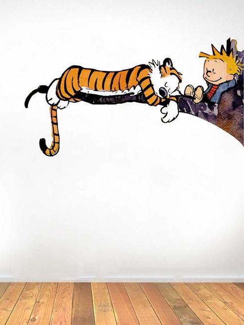 rawpockets wall decals ' calvin and hobbes cartoon ' wall stickers (pvc vinyl) multicolour - 15733560 - Very Small Image - 1