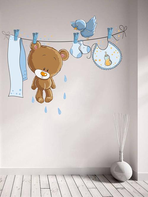 rawpockets wall decals ' funny teddy bear wall sticker ' wall stickers (pvc vinyl) multicolour - 15733576 - Very Small Image - 1