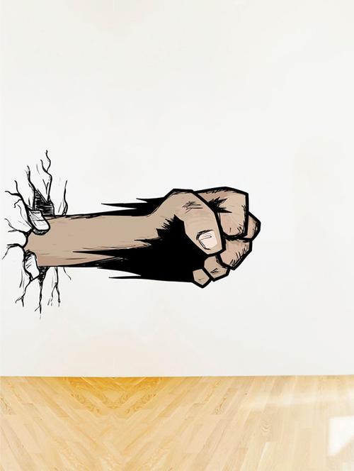 rawpockets wall decals ' crack wall punch wall sticker ' wall stickers (pvc vinyl) multicolour - 15733610 - Very Small Image - 1