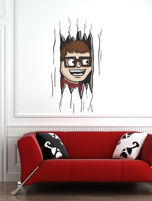 rawpockets wall decals ' crack door face wall sticker ' wall stickers (pvc vinyl) multicolour - 15733613 - Very Small Image - 1