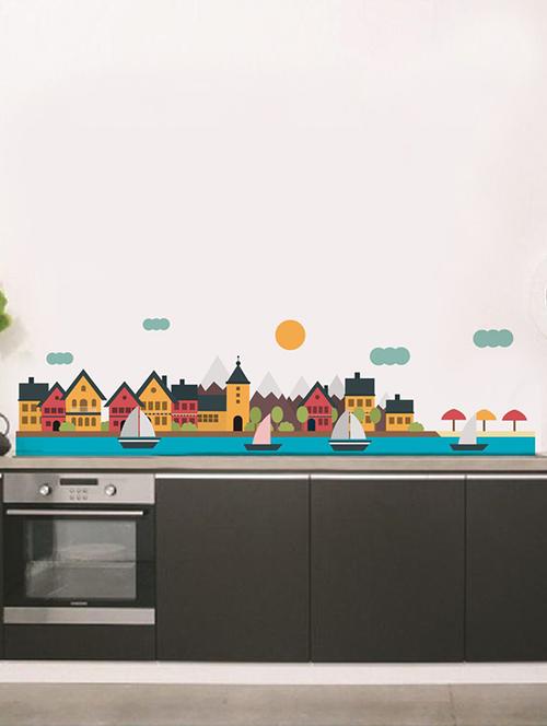 rawpockets wall decals ' coastal city wall sticker ' wall stickers (pvc vinyl) multicolour - 15733626 - Very Small Image - 1
