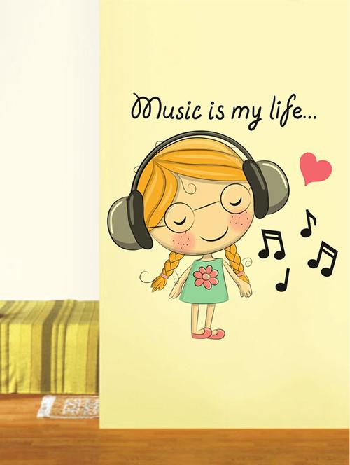 rawpockets wall decals ' music is my life wall sticker ' wall stickers (pvc vinyl) multicolour - 15733643 - Very Small Image - 1