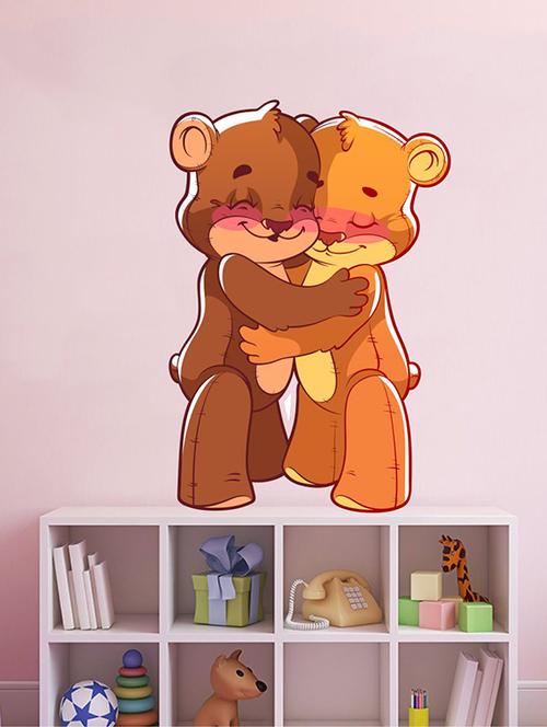 rawpockets wall decals ' teddy bear hug wall sticker ' wall stickers (pvc vinyl) multicolour - 15733665 - Very Small Image - 1
