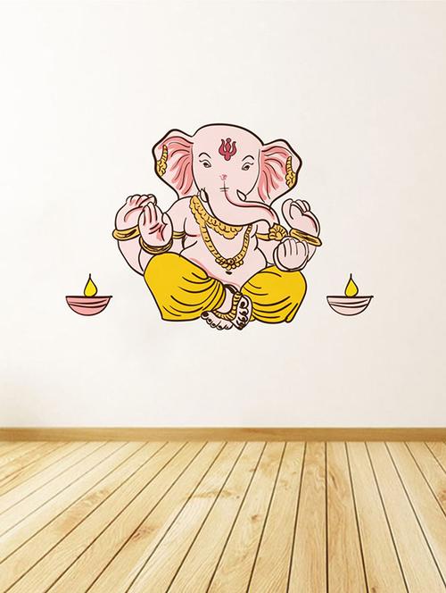 rawpockets wall decals ' cute lord ganesha wall sticker ' wall stickers (pvc vinyl) multicolour - 15733673 - Very Small Image - 1