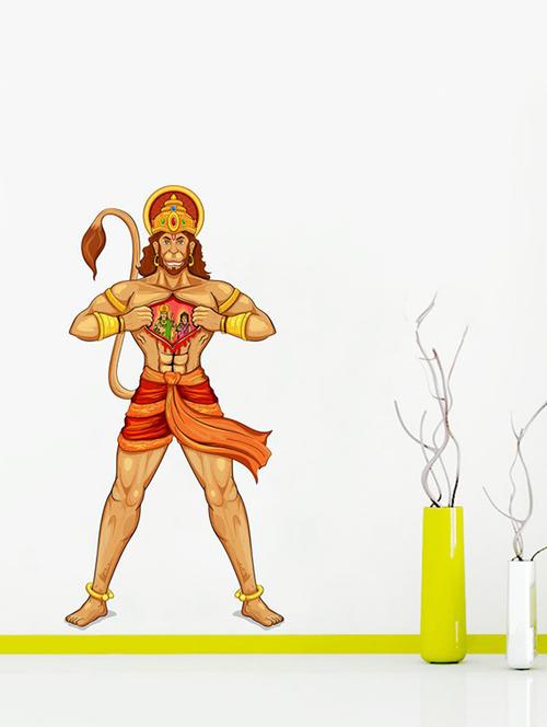 rawpockets wall decals ' lord ram and sita on hanuman's heart wall sticker ' wall stickers (pvc vinyl) multicolour - 15733693 - Very Small Image - 1