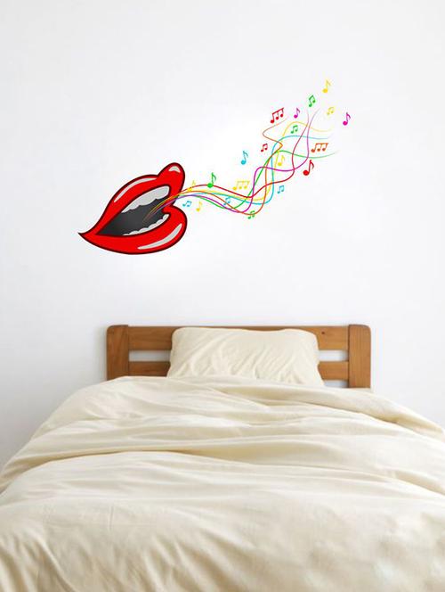 rawpockets wall decals ' lips and singing wall sticker ' wall stickers (pvc vinyl) multicolour - 15733705 - Very Small Image - 1