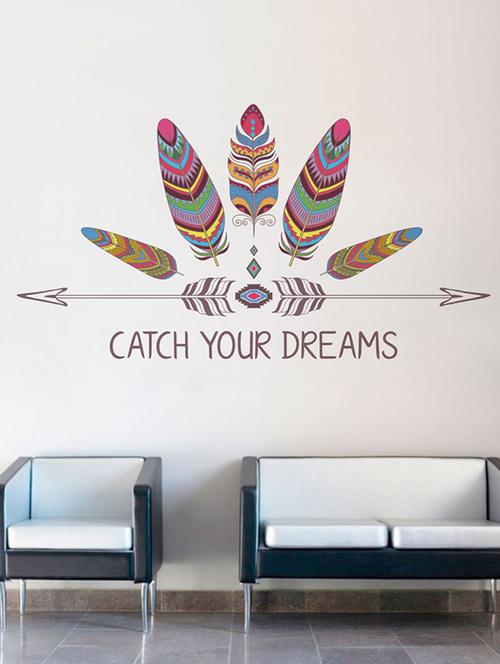 rawpockets wall decals ' catch your dreams ' wall stickers (pvc vinyl) multicolour - 15733741 - Very Small Image - 1