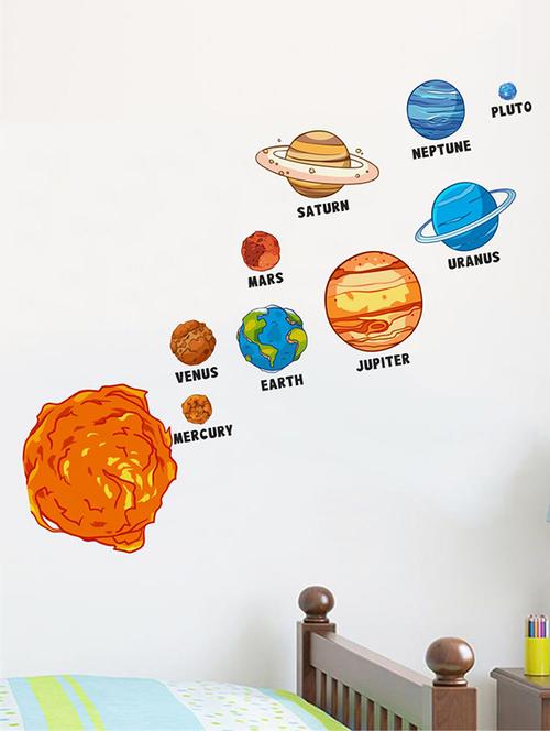 rawpockets wall decals ' planets ' wall stickers (pvc vinyl) multicolour - 15733746 - Very Small Image - 1