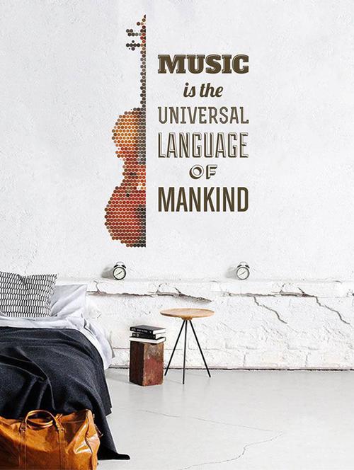 rawpockets wall decals ' music quote and guitar ' wall stickers (pvc vinyl) multicolour - 15733776 - Very Small Image - 1