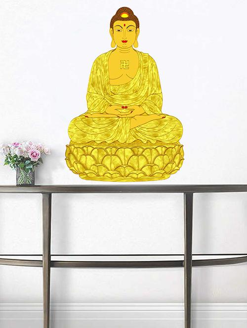 rawpockets wall decals ' god buddha meditation ' wall stickers (pvc vinyl) multicolour - 15733793 - Very Small Image - 1