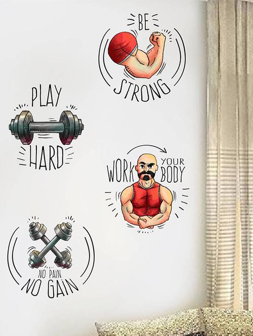 rawpockets wall decals ' gym quotes combo ' wall stickers (pvc vinyl) multicolour - 15733809 - Very Small Image - 1