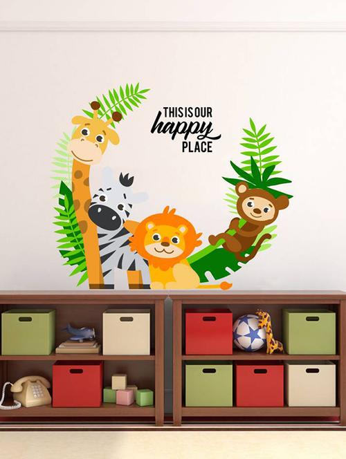 rawpockets wall decals ' living room : this is our happy place ' wall stickers (pvc vinyl) multicolour - 15733849 - Very Small Image - 1