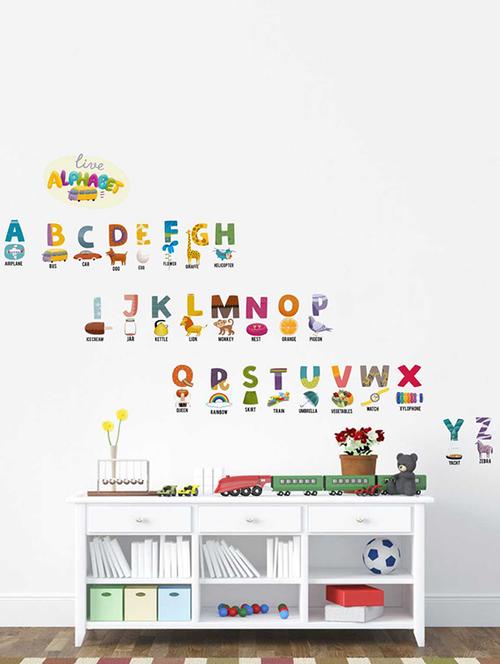 rawpockets wall decals ' live alphabets for kids ' wall stickers (pvc vinyl) multicolour - 15733850 - Very Small Image - 1