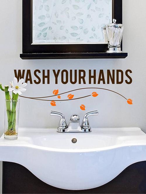 rawpockets wall decals ' wash your hands ' wall stickers (pvc vinyl) multicolour - 15733860 - Very Small Image - 1