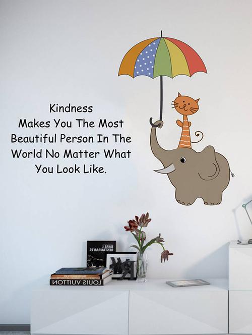 rawpockets wall decals ' kindness quote and cartoon ' wall stickers (pvc vinyl) multicolour - 15733868 - Very Small Image - 1