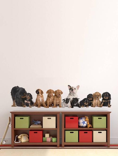 rawpockets wall decals ' living room group of dogs ' wall stickers (pvc vinyl) multicolour - 15733878 - Very Small Image - 1