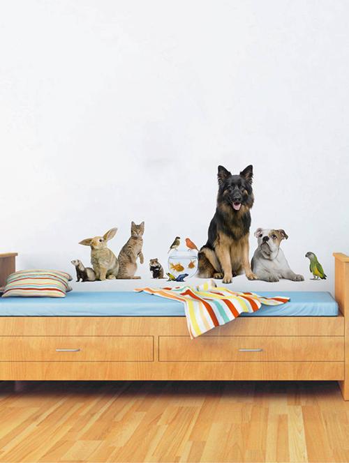 rawpockets wall decals ' living room pet familiy ' wall stickers (pvc vinyl) multicolour - 15733886 - Very Small Image - 1