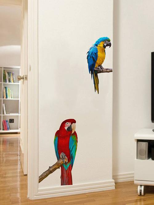 rawpockets wall decals ' green wing macaw parrot ' wall stickers (pvc vinyl) multicolour - 15733887 - Very Small Image - 1