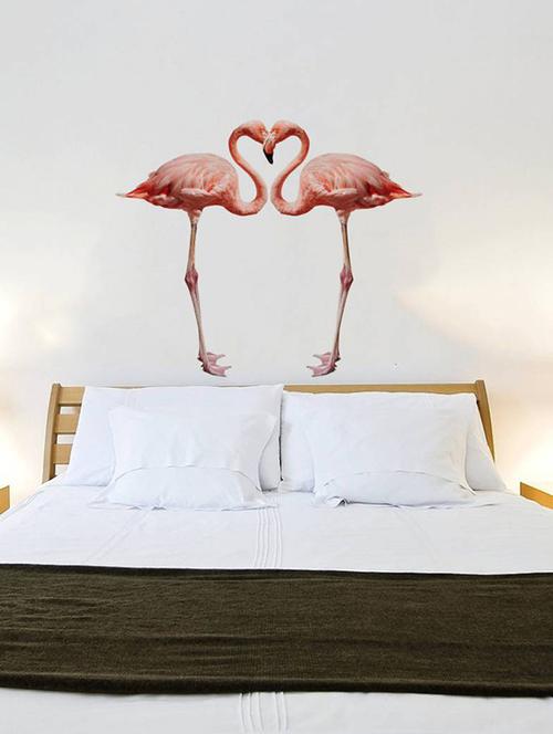 rawpockets wall decals ' bed room pink flamingo ' wall stickers (pvc vinyl) multicolour - 15733889 - Very Small Image - 1