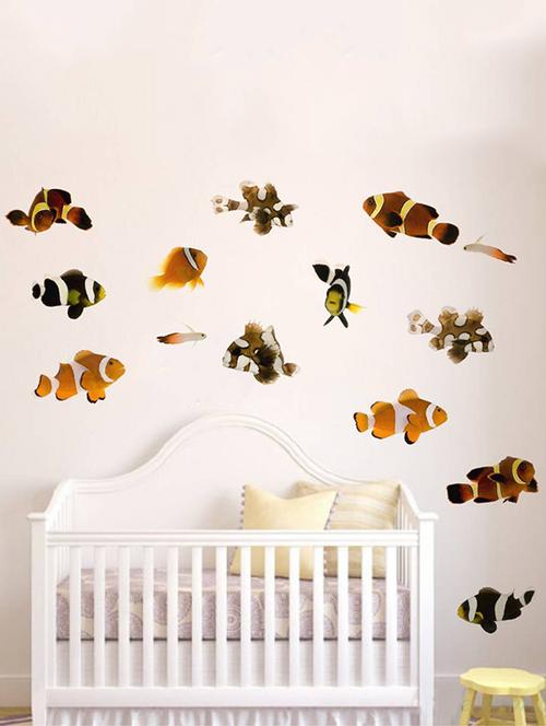 rawpockets wall decals ' living room cute fish family ' wall stickers (pvc vinyl) multicolour - 15733897 - Very Small Image - 1